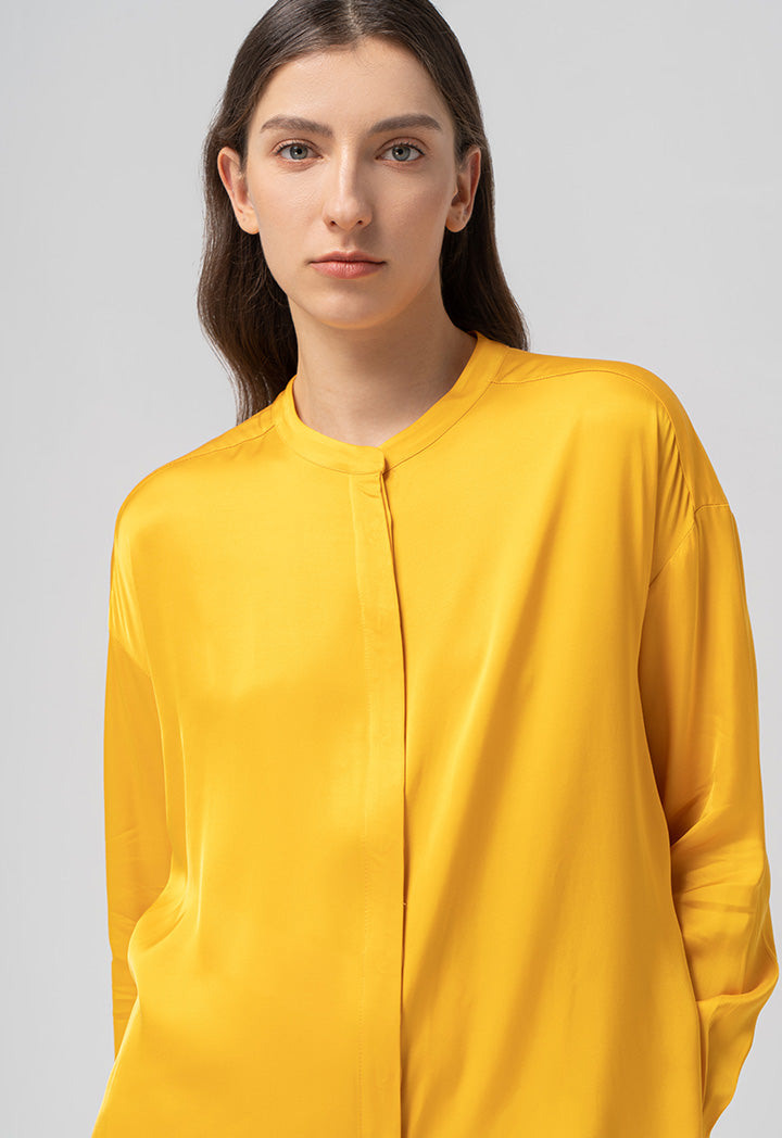 Choice Solid Long Sleeves Shirt Yellow