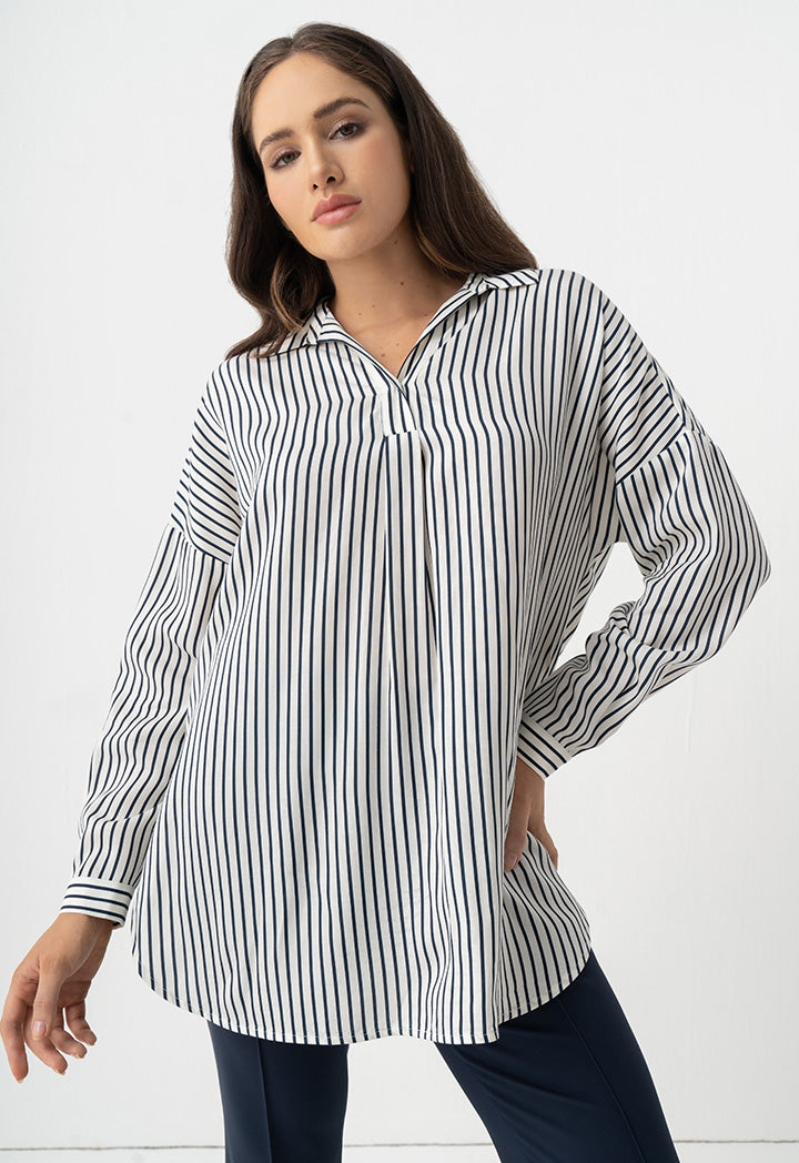Choice Striped Drop Shoulder Shirt Navy