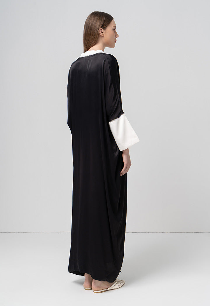 Choice Contrast Oversized Open Abaya Black