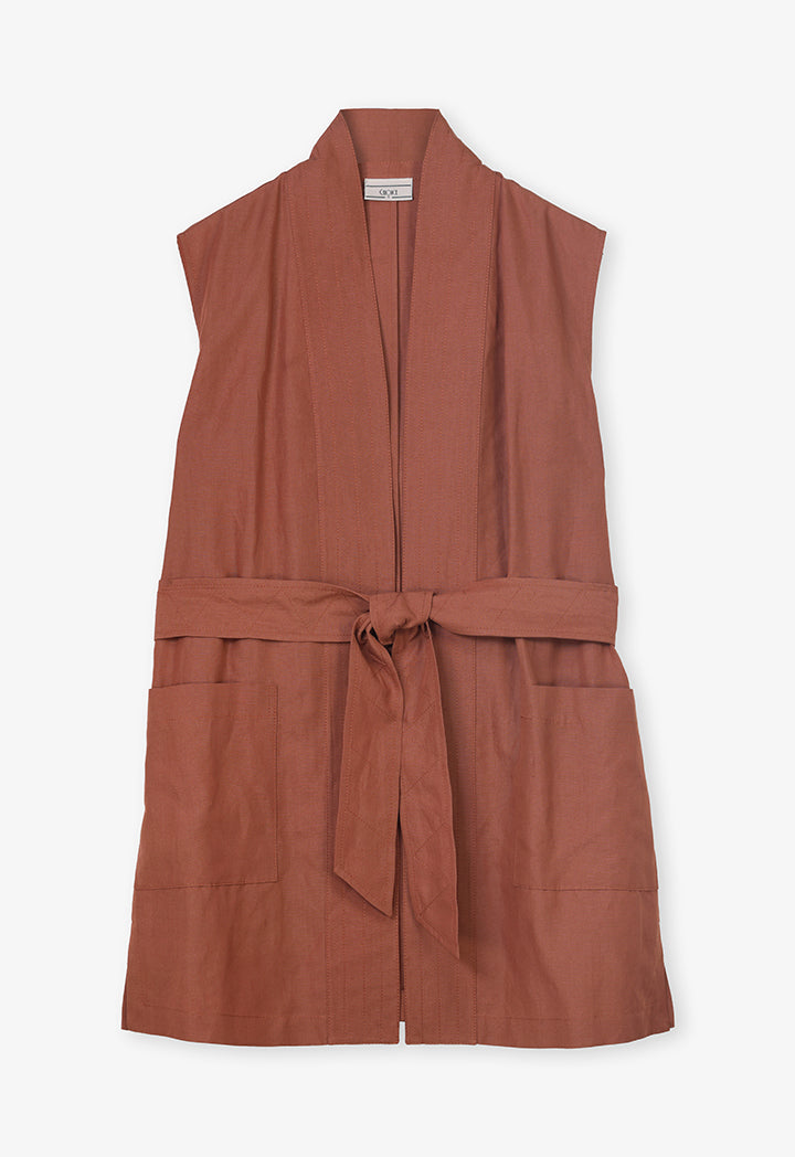 Choice Solid Vest With Belt Brick