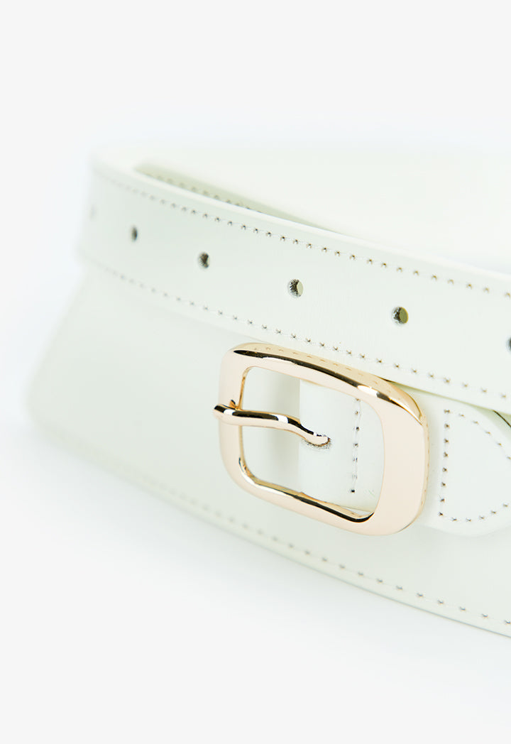 Choice Solid Belt With Buckle Detail Offwhite