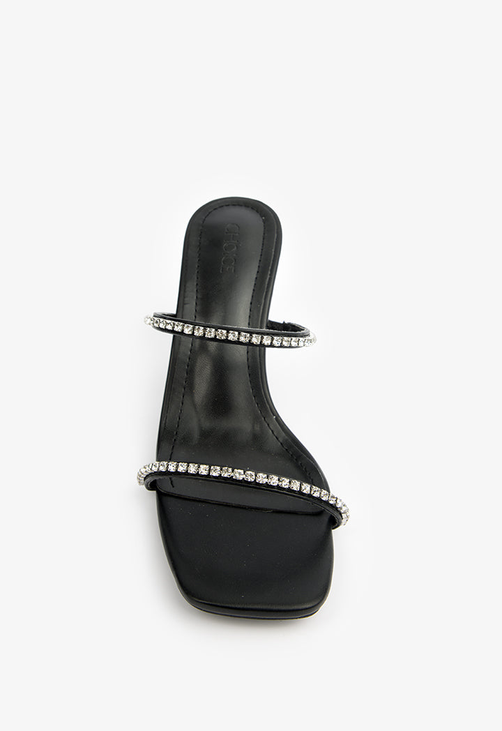Choice Embellished Strappy Slip On Sandals Black