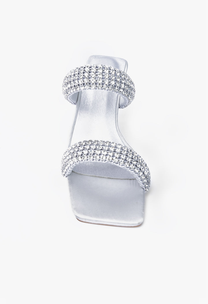 Choice Embellished Strappy Heeled Sandals Silver