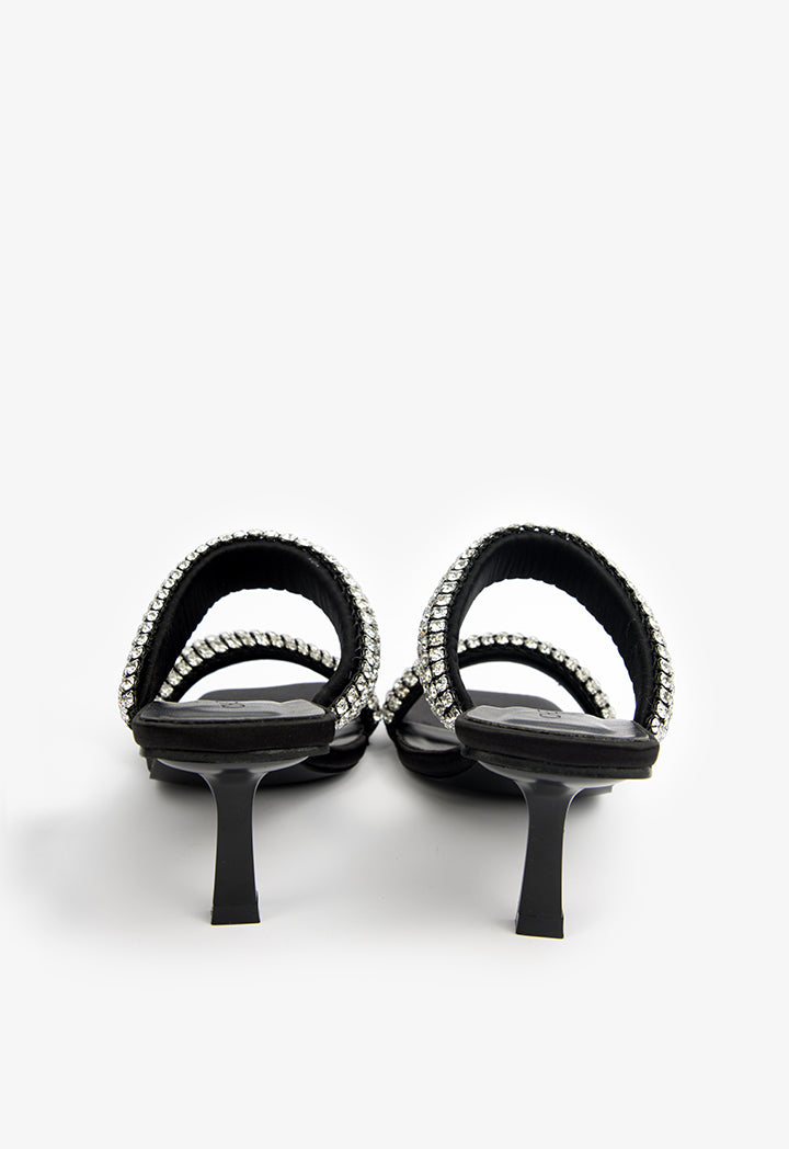 Choice Embellished Strappy Heeled Sandals Black