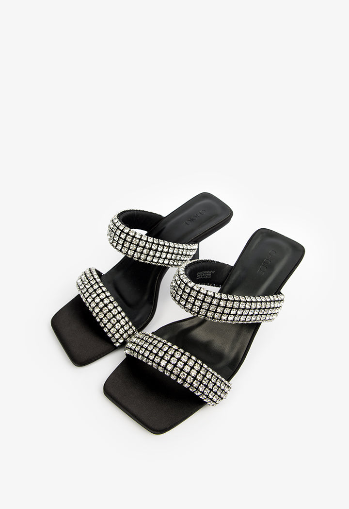 Choice Embellished Strappy Heeled Sandals Black