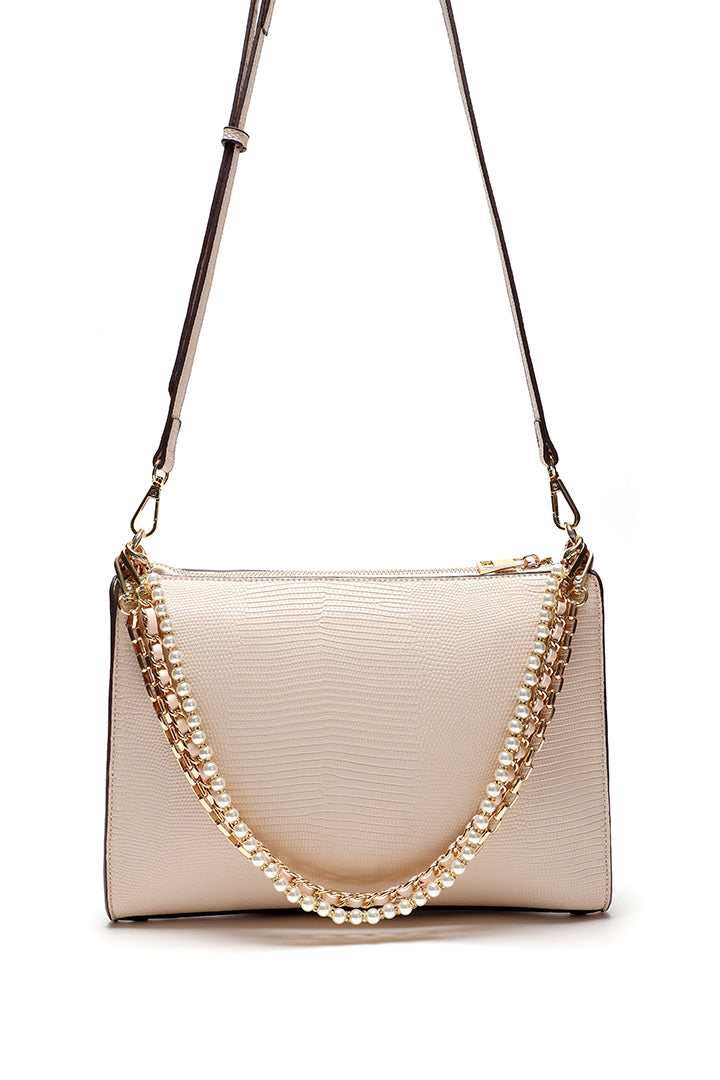 Choice Multi Strap Textured Handbag Light Beige