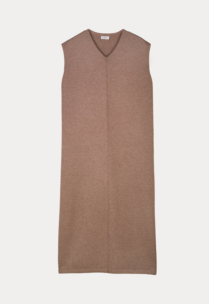 Choice V-Neck Classic Midi Dress Brown