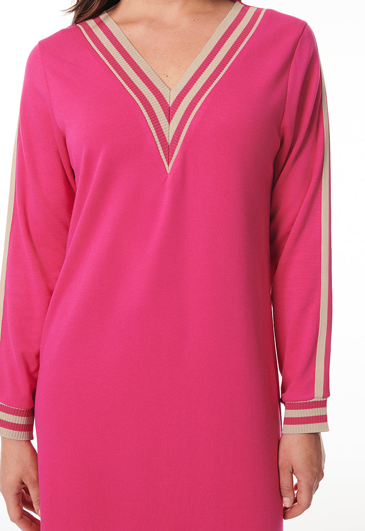 Choice Line Pattern T-Shirt Dress Pink