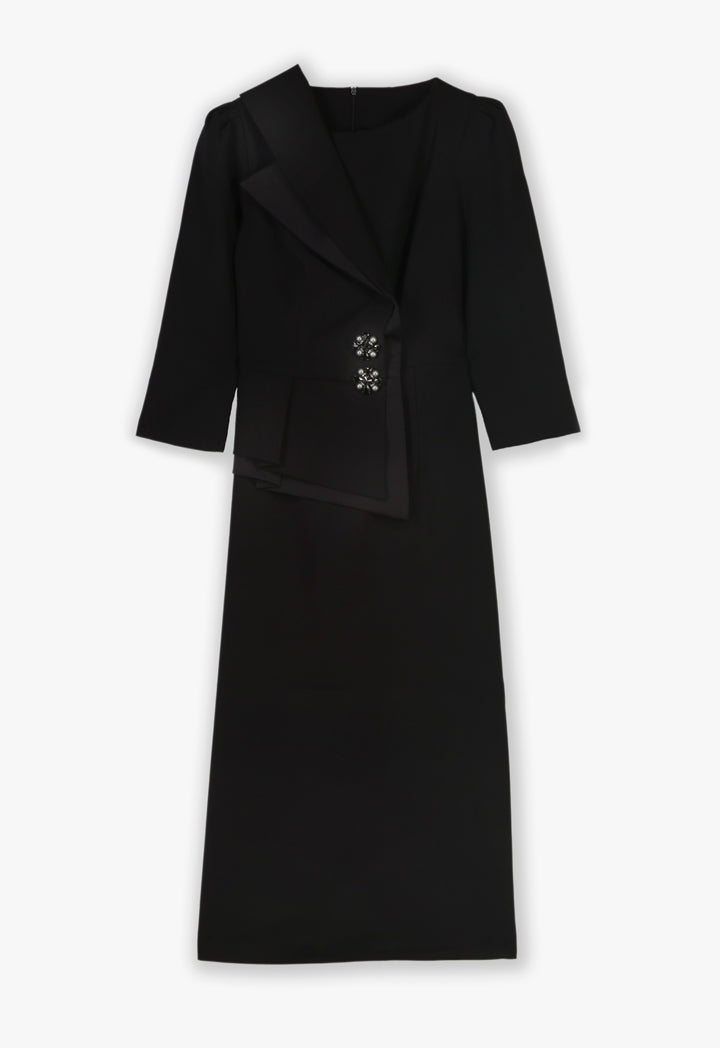 Choice Elegant Sheath Midi Dress Black
