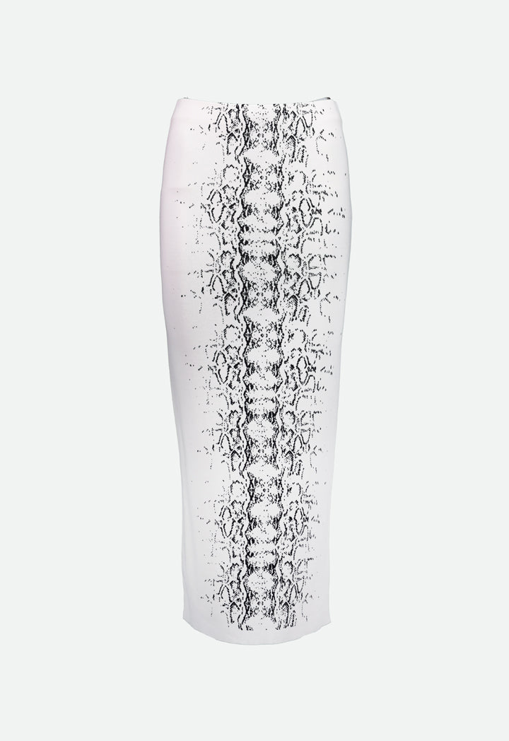 Choice Snake Print Pencil Skirt Off White