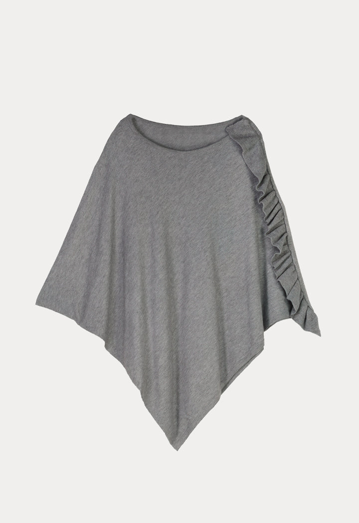 Choice Raffles Knit Cape Wrap Poncho Grey