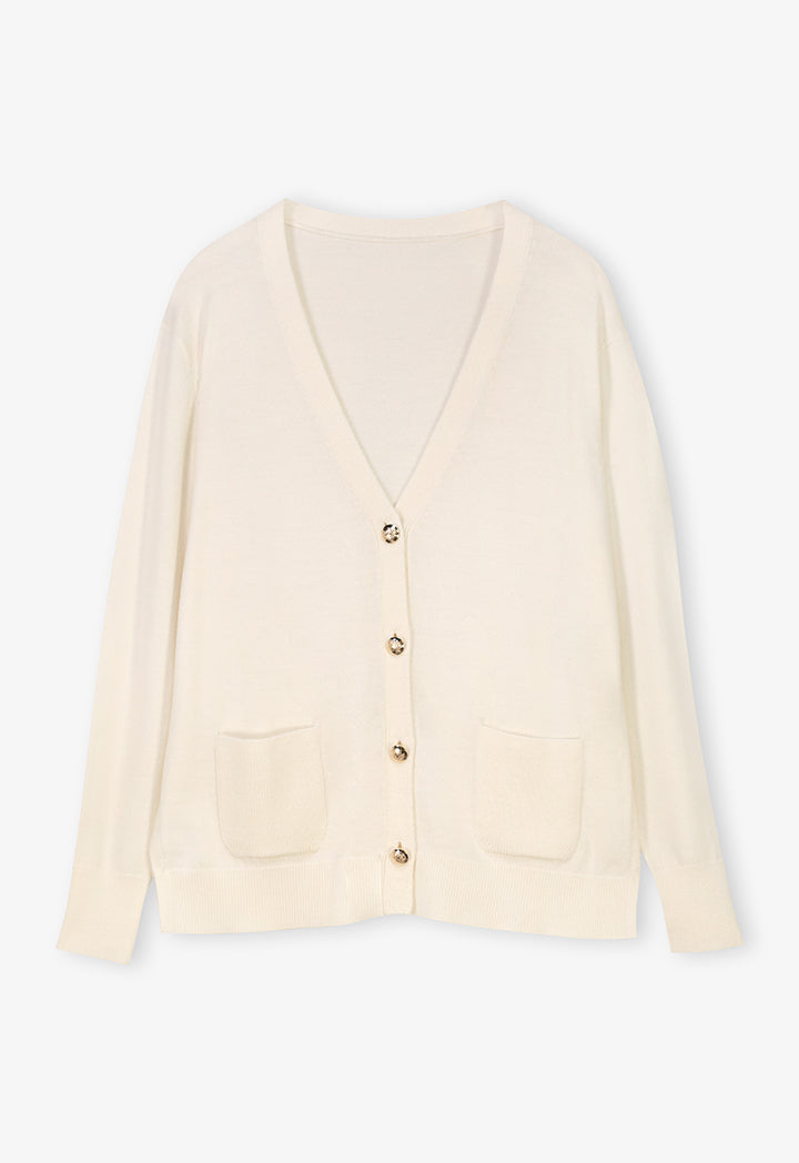 Choice Cardigan With Button Accessories Cream