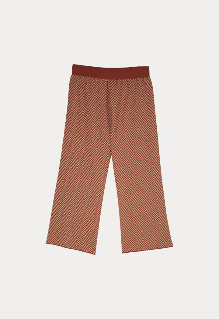 Choice Chevron Elasticated Waist Knitted Pants Cinnamon