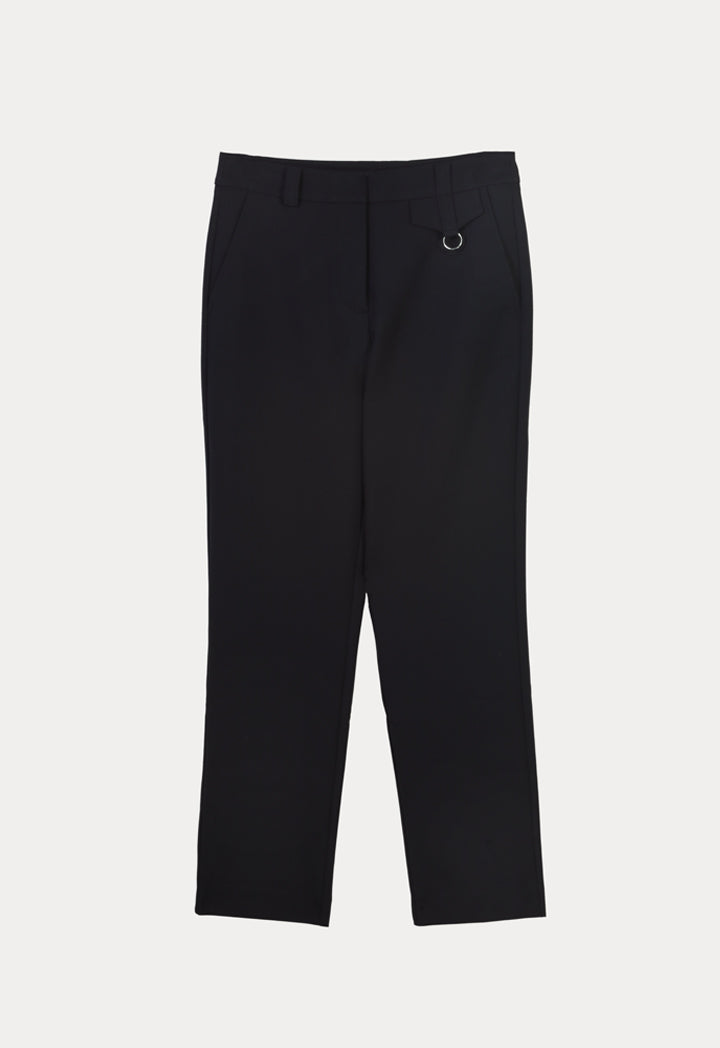 Choice Solid Casual Trouser With Fixed Flap Navy