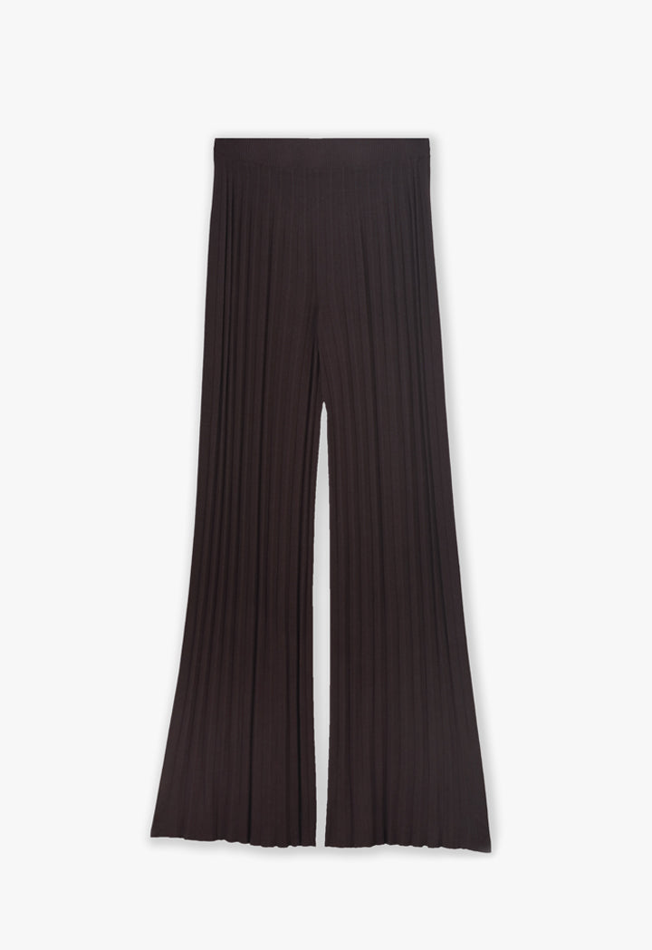 Choice Knitted Wide Leg Solid Pants Brown
