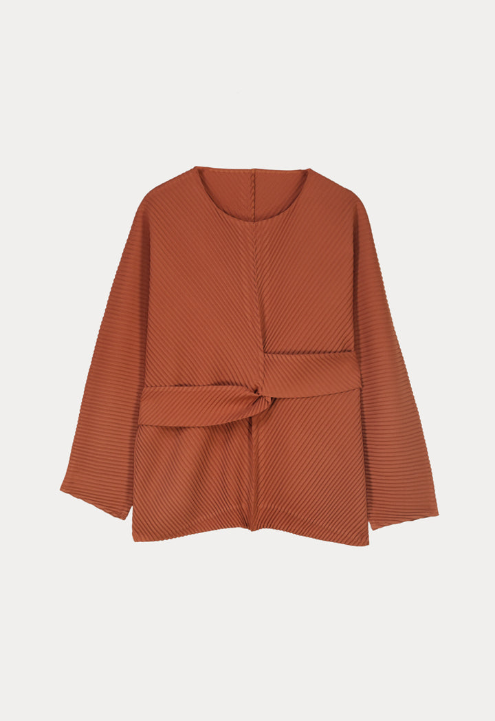 Choice Pleated Blouse With Attached Belt Brick