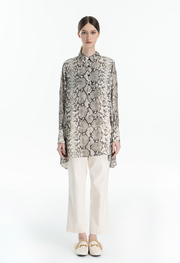 Choice All Over Snake Printed Shirt Offwhite