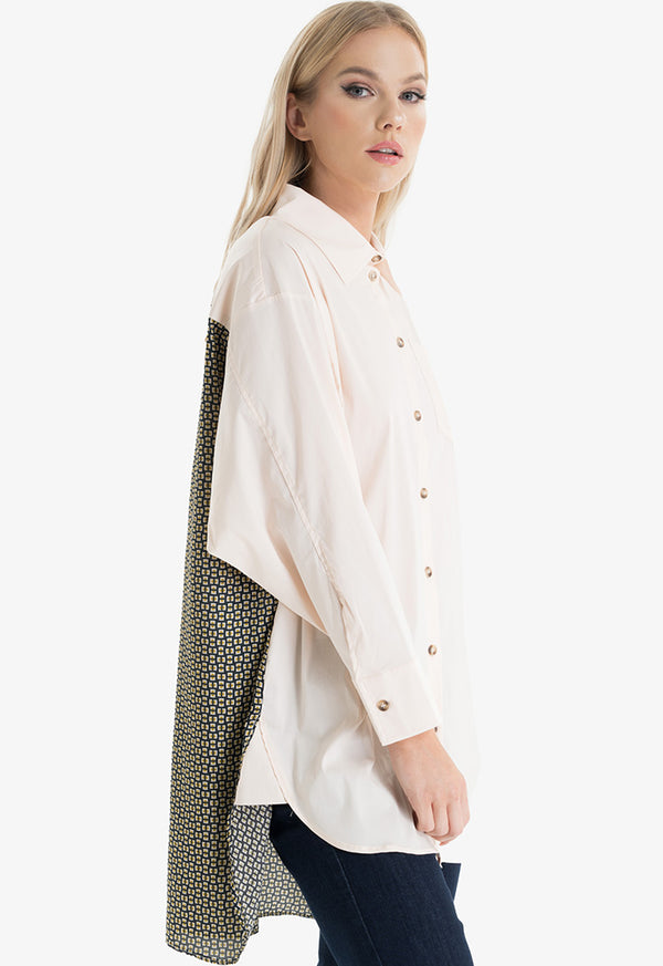 Choice Geometric Pattern Shirt Sand