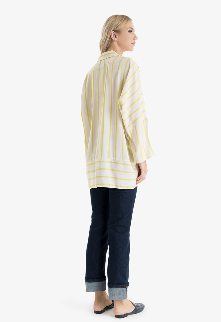 Choice Contrast Striped Pattern Shirt  Sand