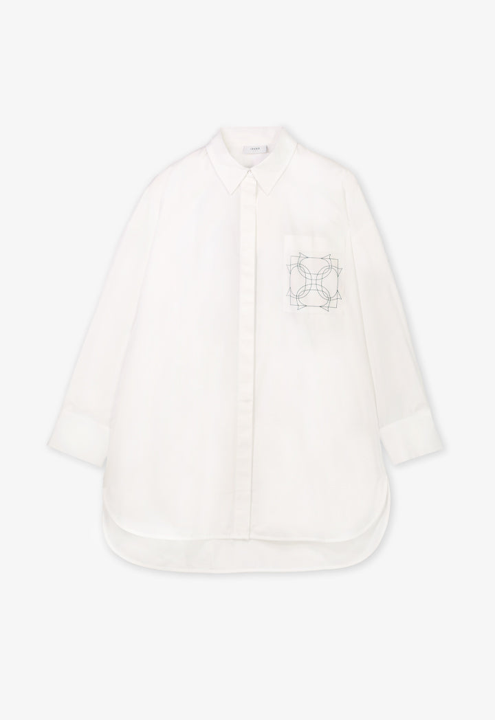 Choice Embroidered Monogram Long Sleeve Shirt Off White