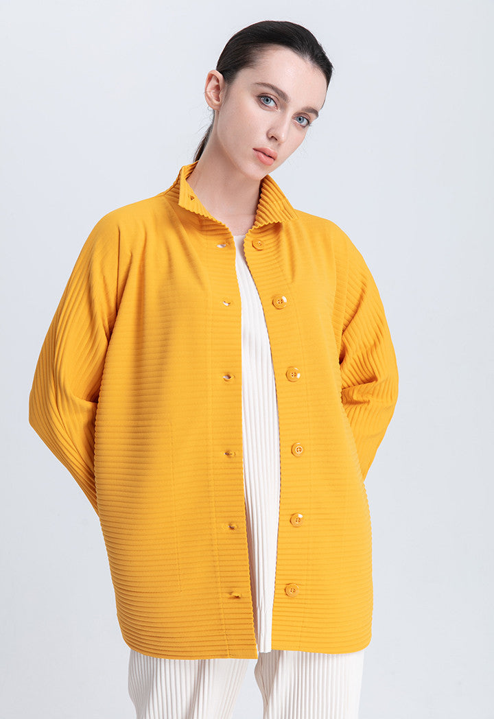 Choice Stand Collar Pleated Continuous Long Sleeve Blouse Mango