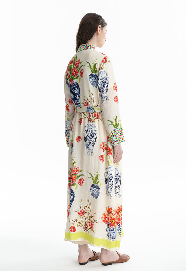 Choice Elegant Print Soft Loose Abaya Multicolor