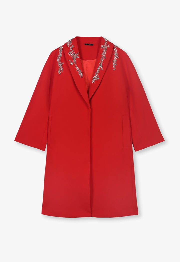 Choice Jacket With Crystal-Stone Embellished Red