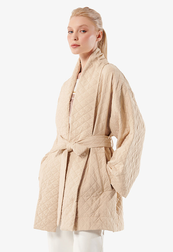 Choice Quilted Outerwear With Belt Beige