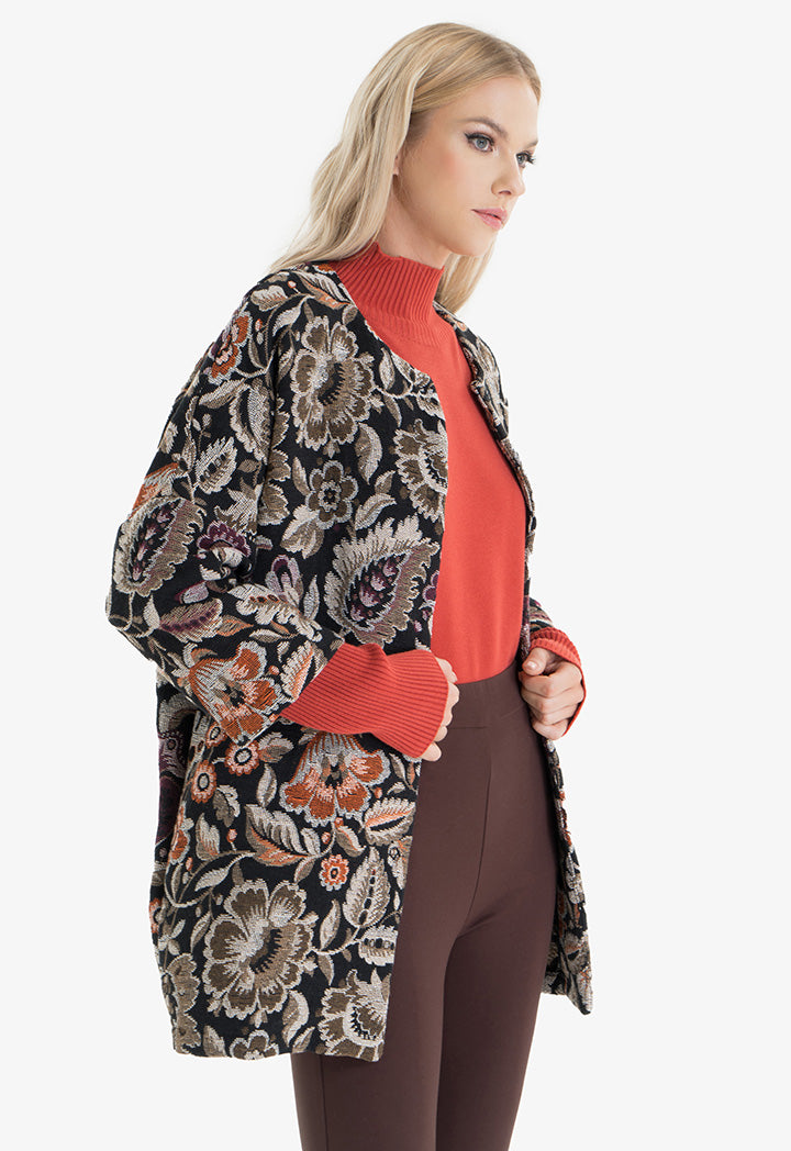 Choice Allover Floral Textured Jacket Print
