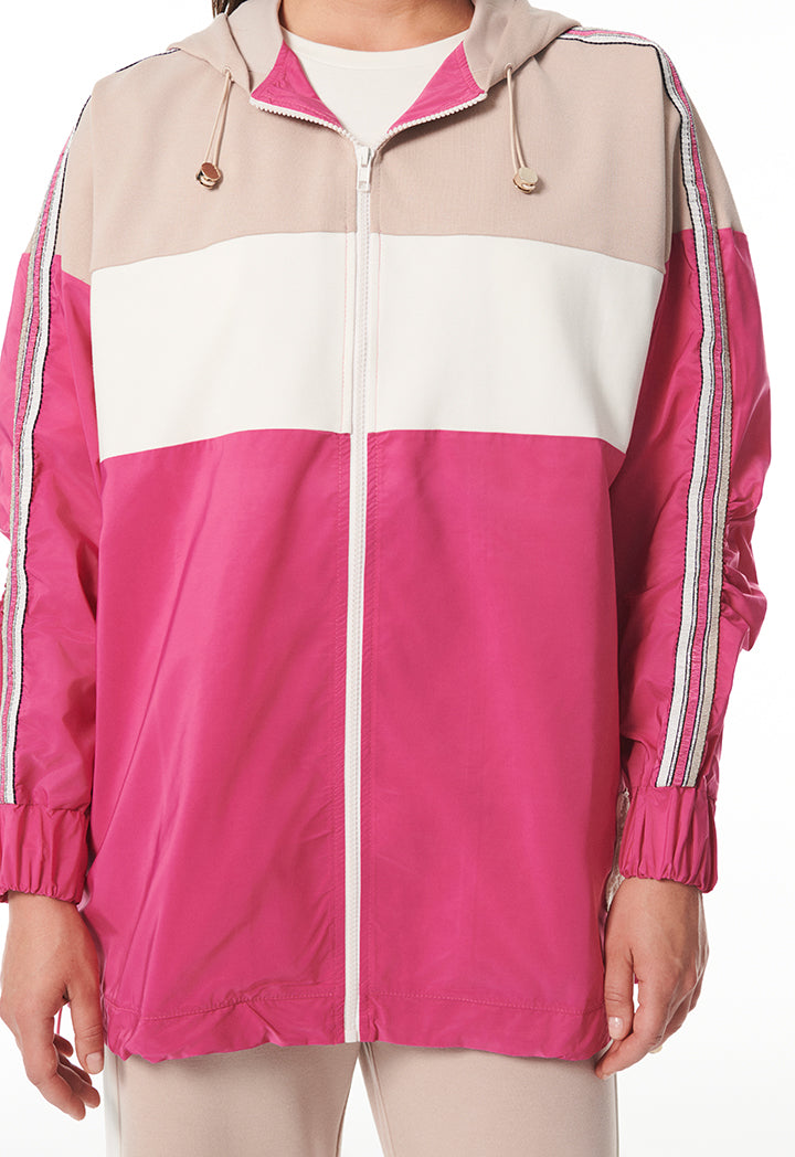 Choice Colorblock Jacket With Hood & Strings Multicolor