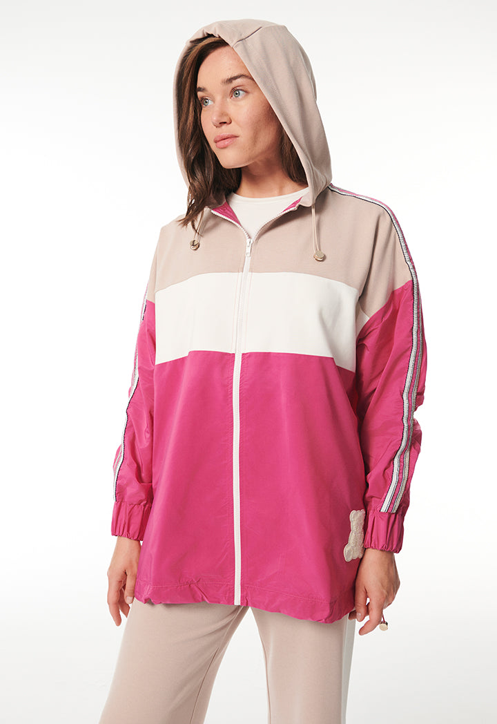 Choice Colorblock Jacket With Hood & Strings Multicolor
