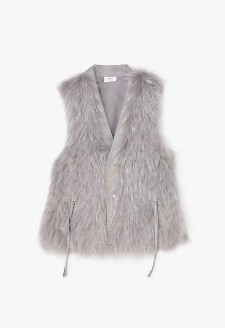 Choice Synthetic Fur Jacket Vest Grey
