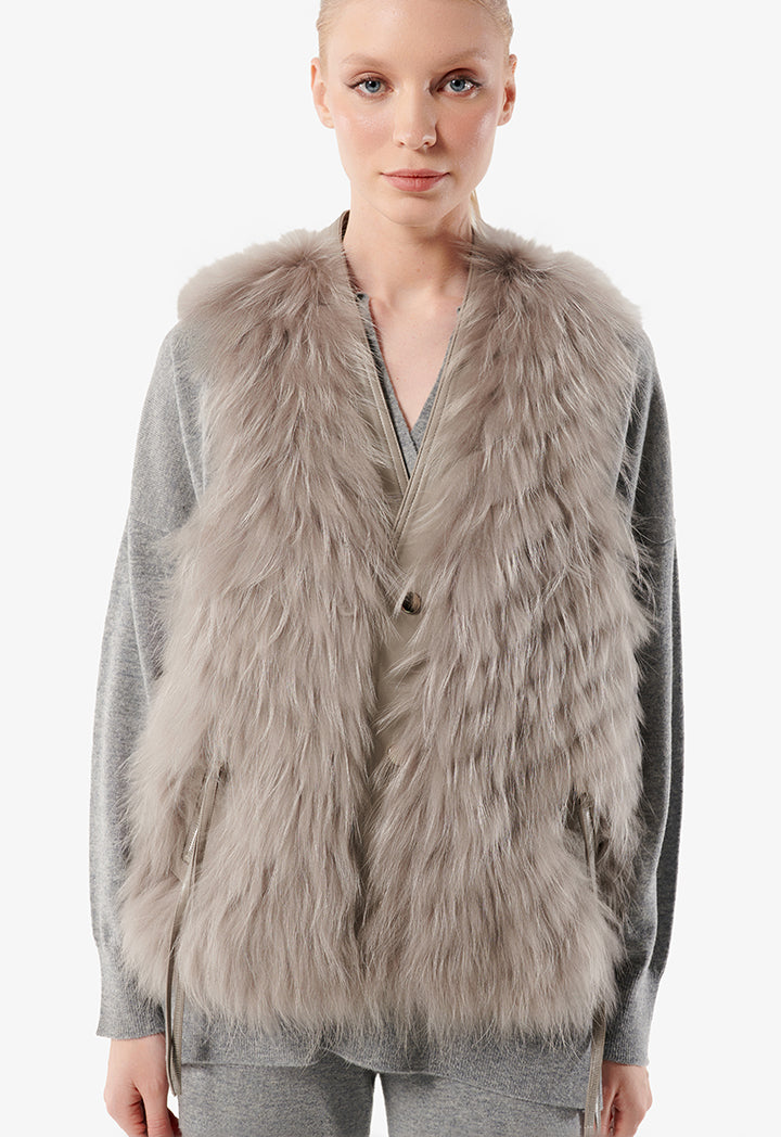 Choice Synthetic Fur Jacket Vest Grey