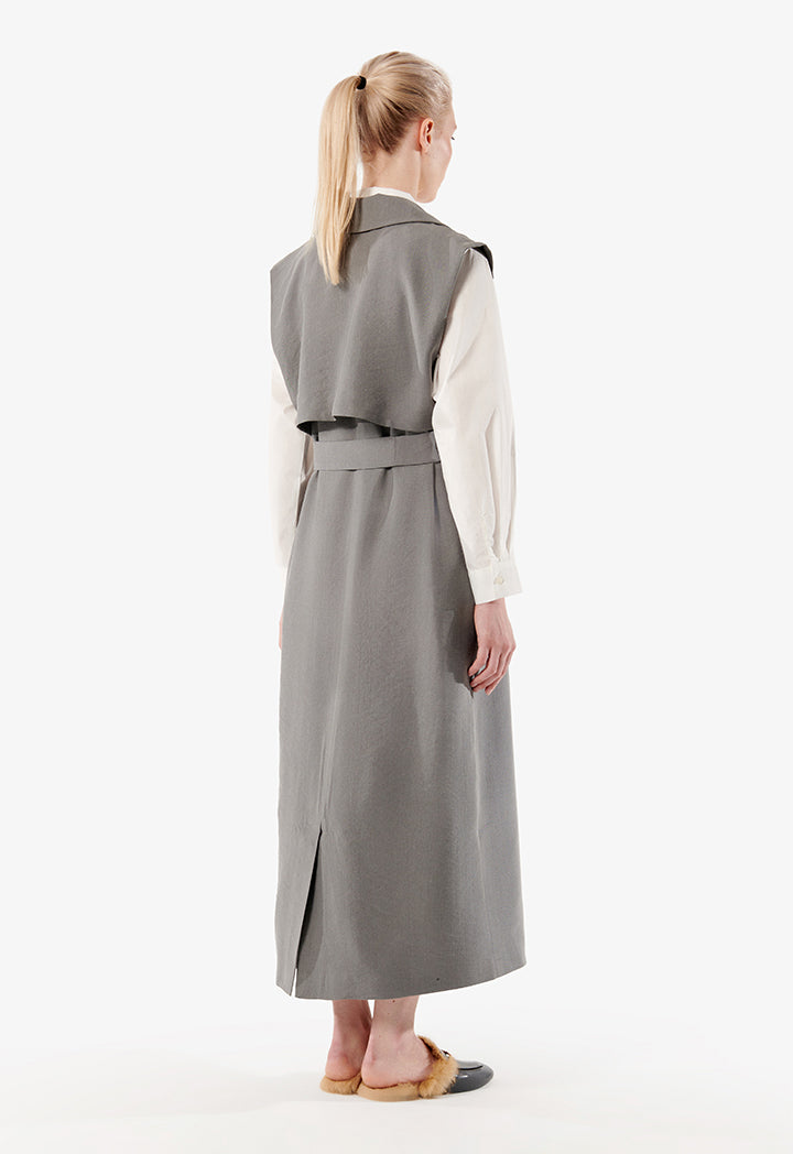 Choice Sleevelees Outerwear With Belt Grey