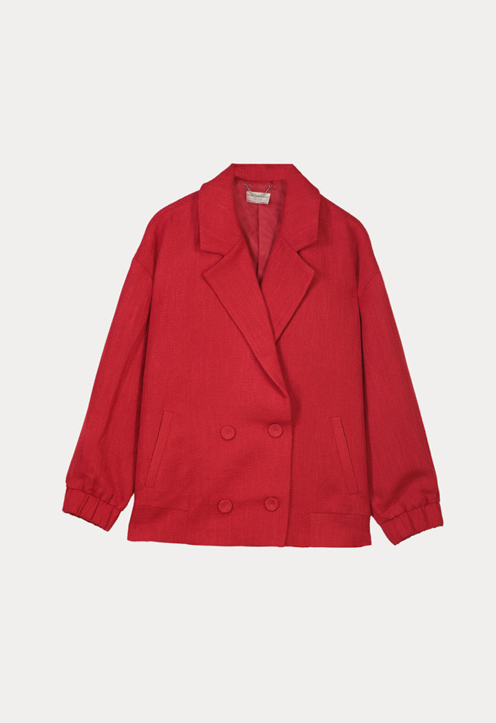 Choice Double Breasted Notch Lapel Blazer Red