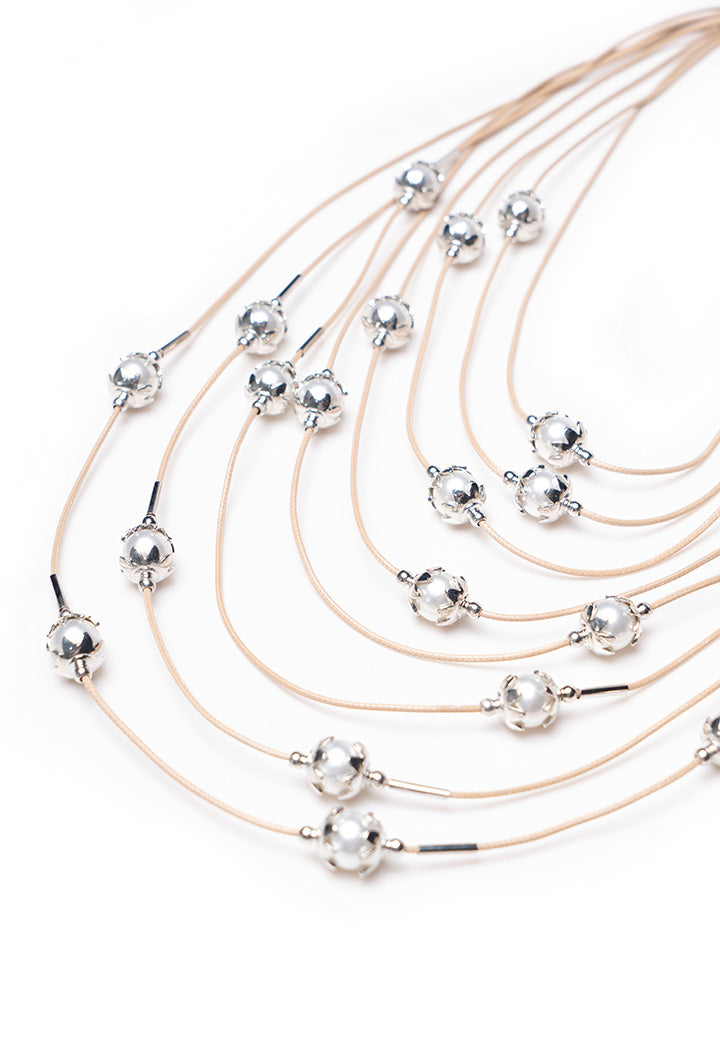 Choice Multi Layer Chain Pearl Necklace Silver