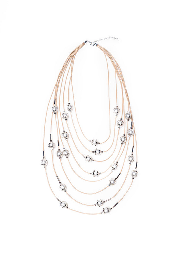 Choice Multi Layer Chain Pearl Necklace Silver