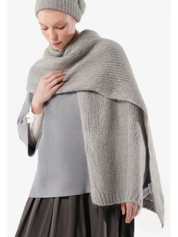 Choice Knitted Solid Wrap Around Winter Scarf Grey