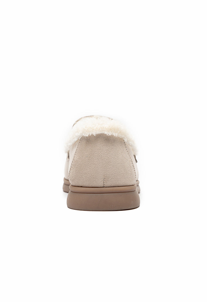 Choice Solid With Fur Deatail Shoes Silver