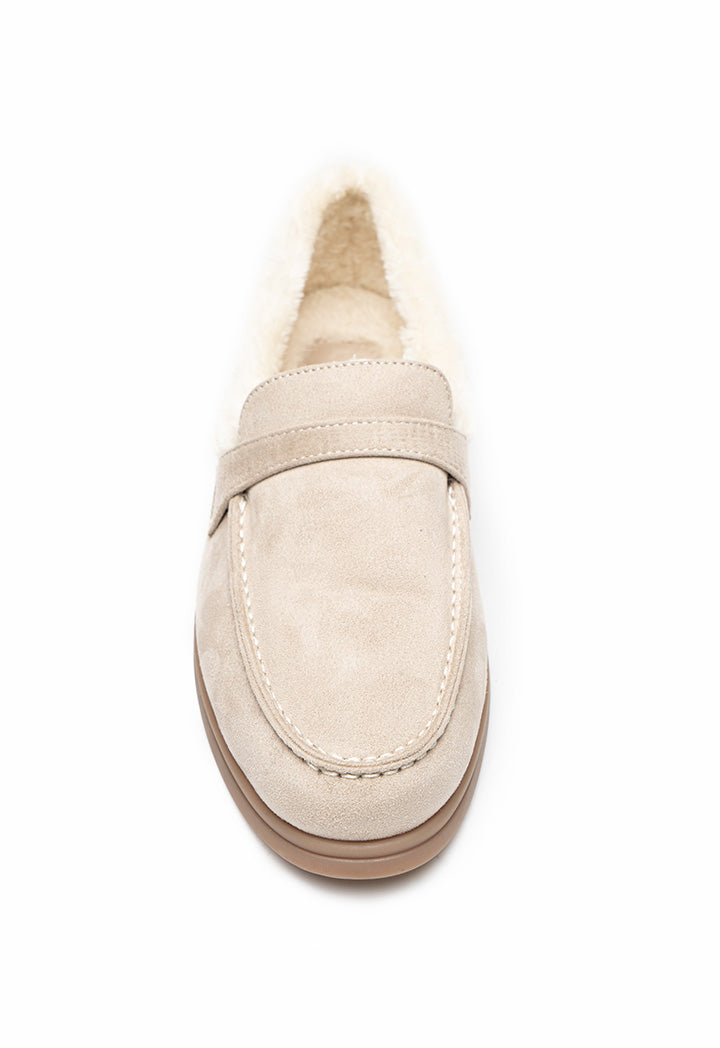 Choice Solid With Fur Deatail Shoes Silver