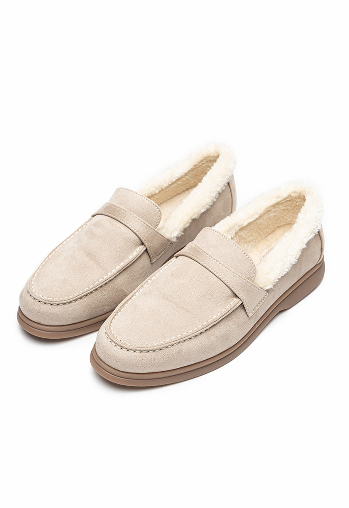 Choice Solid With Fur Deatail Shoes Silver