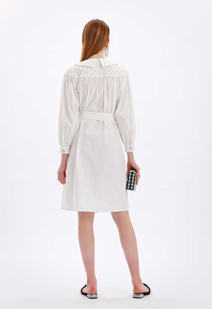 Choice Midi Dress With Crystal Details Off White