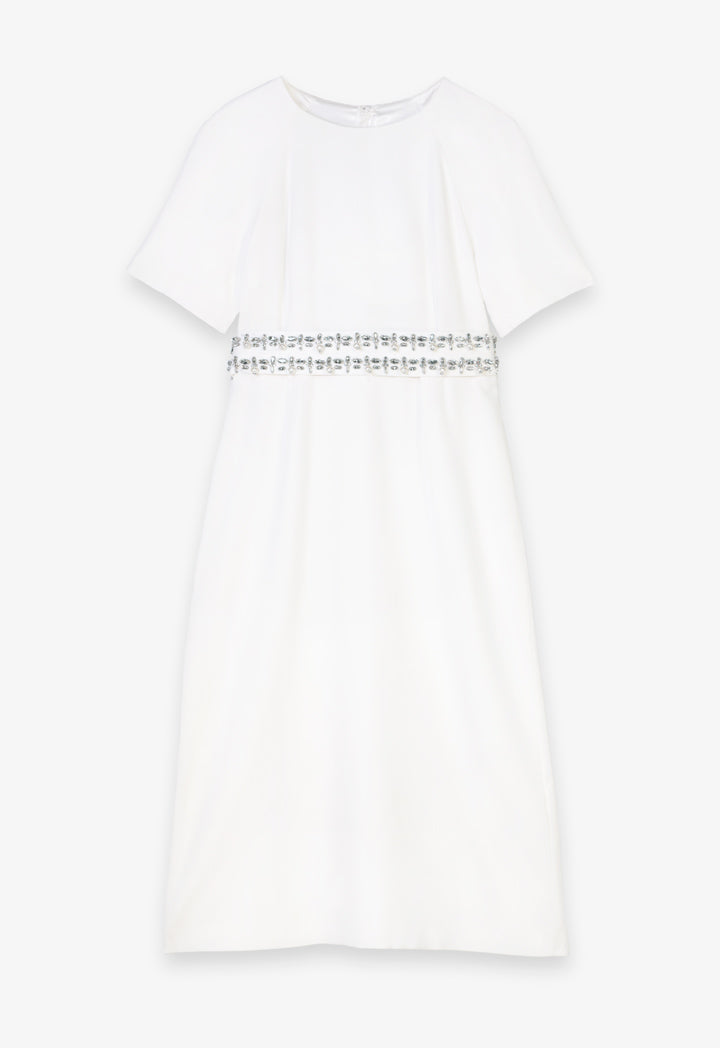 Choice Solid Midi Flare Dress Offwhite