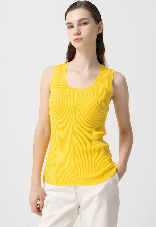 Choice Sleeveless Ribbed Knitwear Yellow