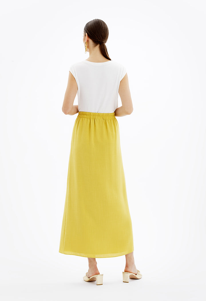 Choice Solid Maxi Skirt With Pocket Detail Ocra