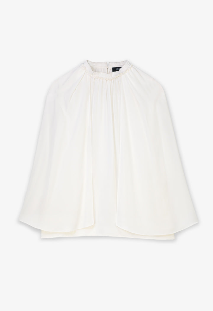 Choice Solid Cape Sleeve Blouse Offwhite