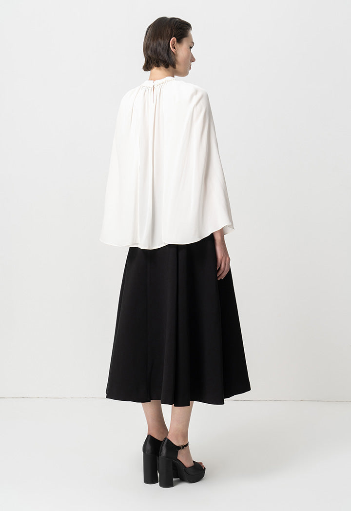 Choice Solid Cape Sleeve Blouse Offwhite