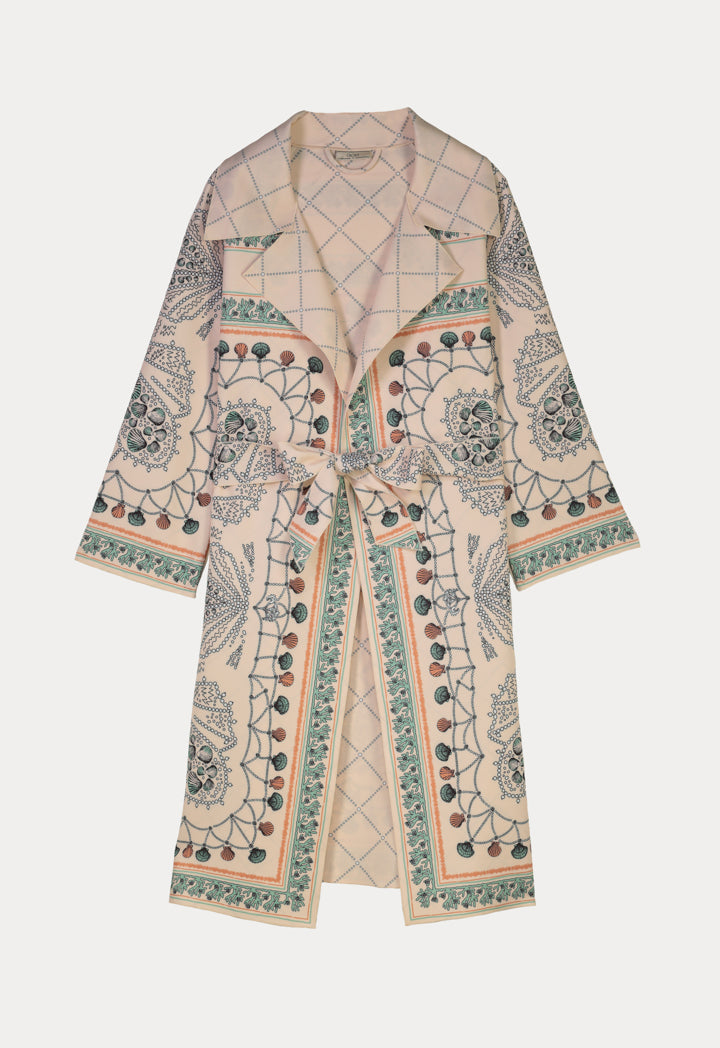 Choice Printed Kimono Outerwear Beige-Print