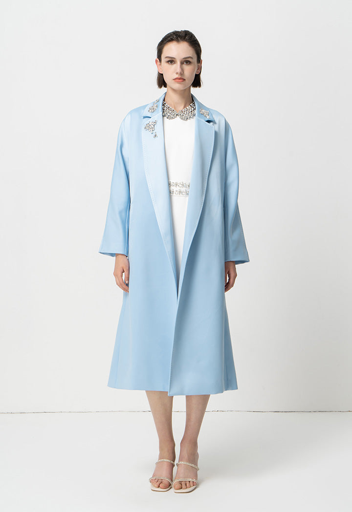Choice Solid Outerwear With Collar-Embellished Mint