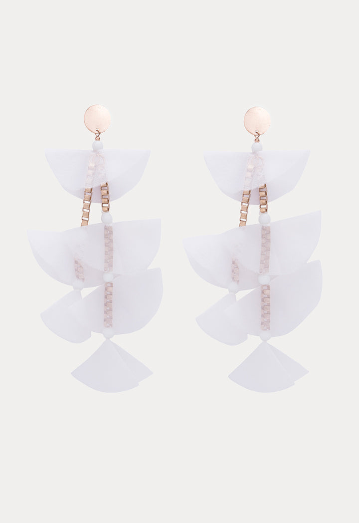 Choice Box Chain With Mesh Fabric Earrings White - Wardrobe Fashion
